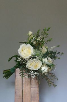 Cream ad green brides bouquet